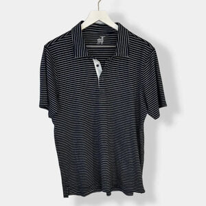 Raffi Men's Navy Striped Polo Shirt‎ L